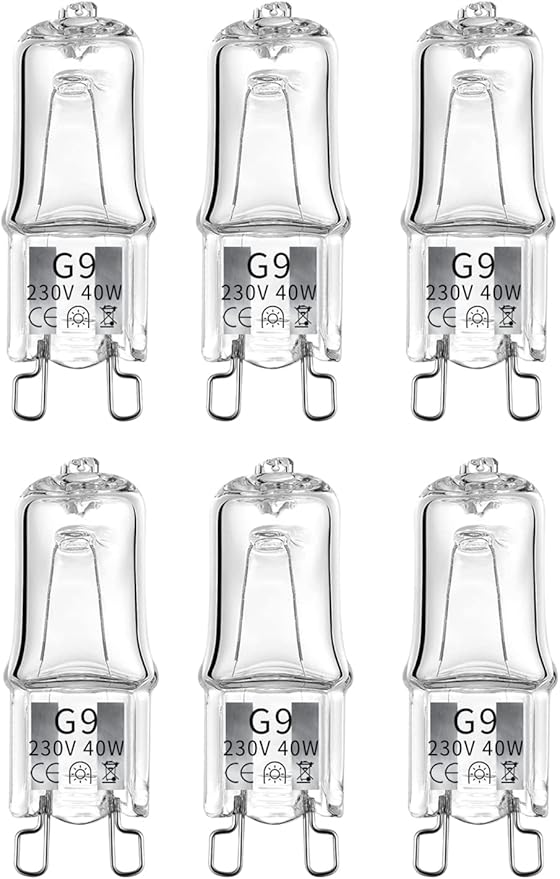 MSC 6 x 40w G9 Halogen Oven Bulbs Suitable for Oven, Salt Lamp, Lava