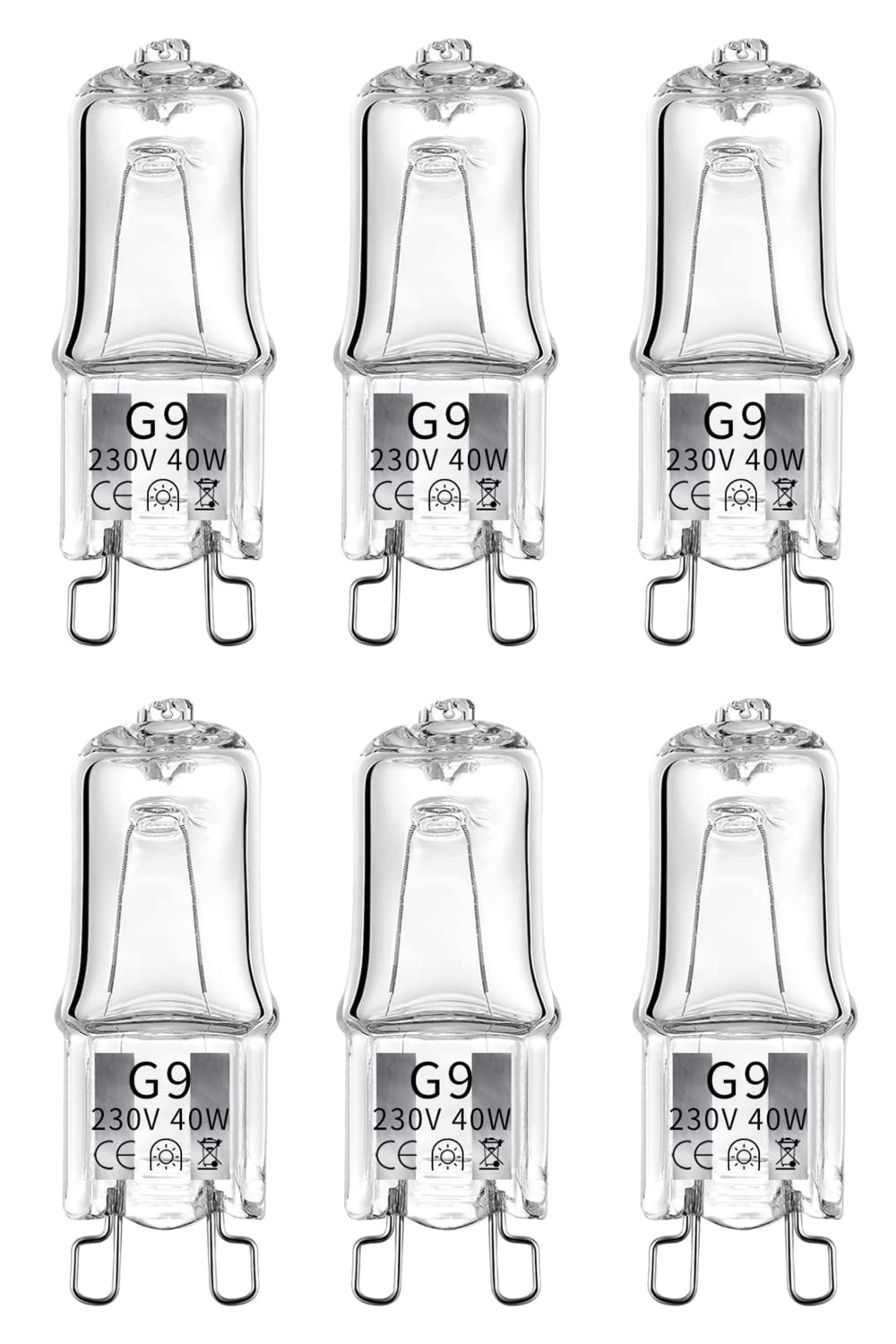 MSC 6 x 40w G9 Halogen Oven Bulbs Suitable for Oven, Salt Lamp, Lava Lamp, g9 Bulb. Dimmable and Compatible Oven Light Bulbs for Zanussi, AEG, Stoves Cooker Bulb etc Warm White 230V (x 6)