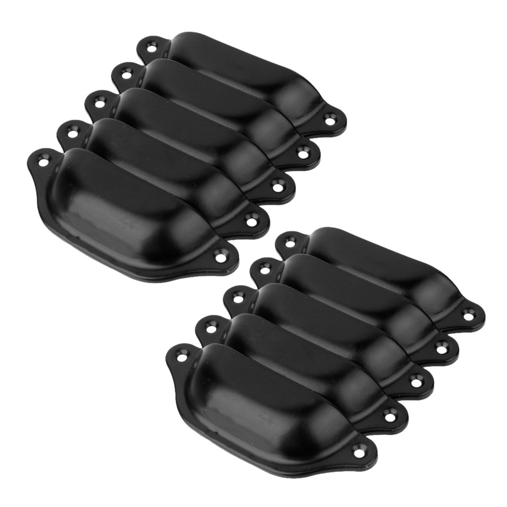 generic Imported 10Pcs Antique Door Cabinet Knob Wardrobe Drawer Shell Pull Handle Black-picture-17