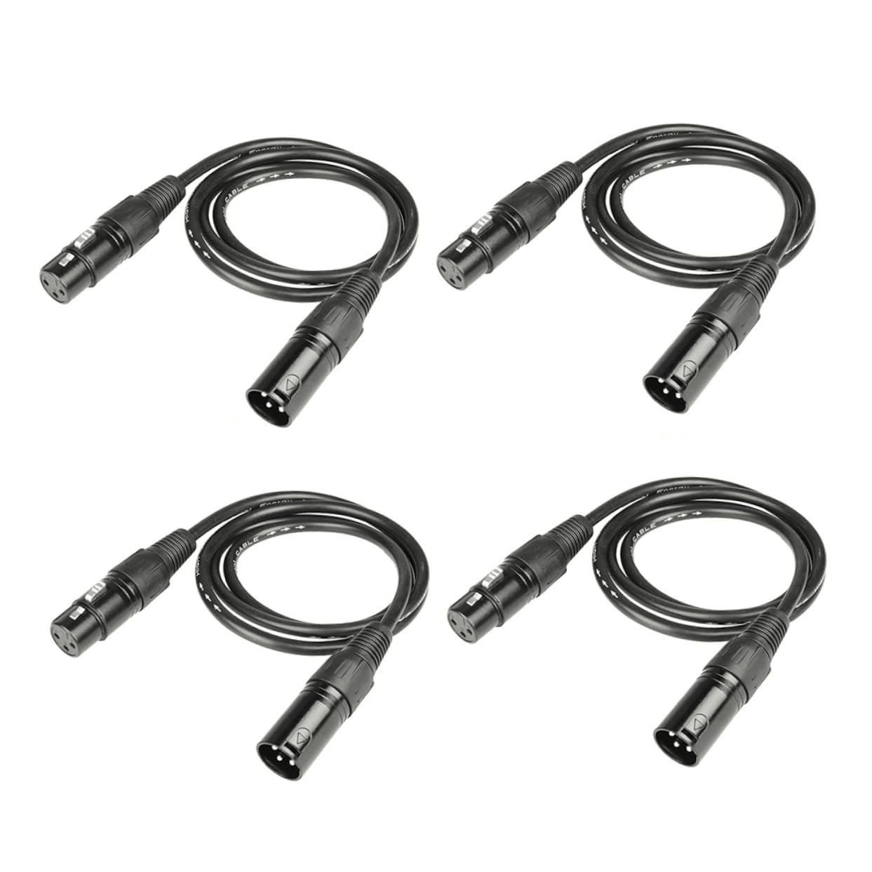 HEMOTON Cavo Dmx 512 Abs Nero 4 Pezzi Cavi per Luci Dj e Sistemistica Professionale