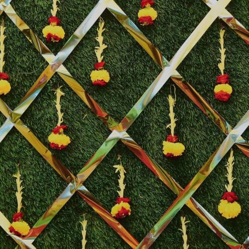 Image of India Diwali Backdrop Puja Hindu Mehndi Festival Background Ganpati Pooja Backdrop India for Bridal Shower Wedding Party Marigold Garlands Photo Props 7X5FT