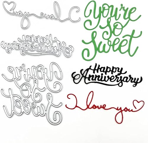Metal Love You Happy Anniversary Blessing Words Die Cuts, You are So Sweet Greetings - Plantillas para manualidades, plantillas de molde para