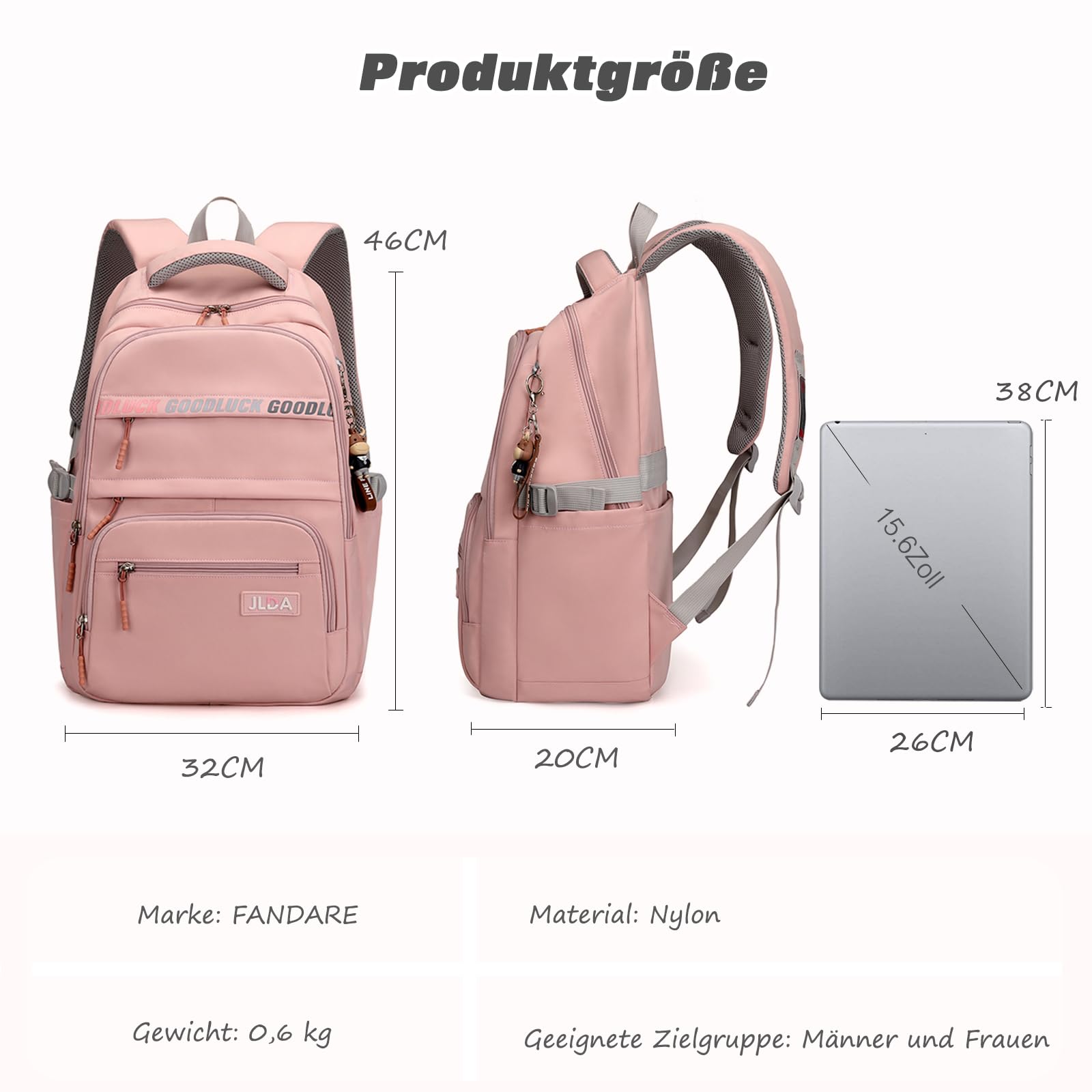FANDARE Schulrucksack für Teenager - Jungen & Mädchen - Outdoor, Reise & Freizeit - Wasserdicht, Nylon, Blau