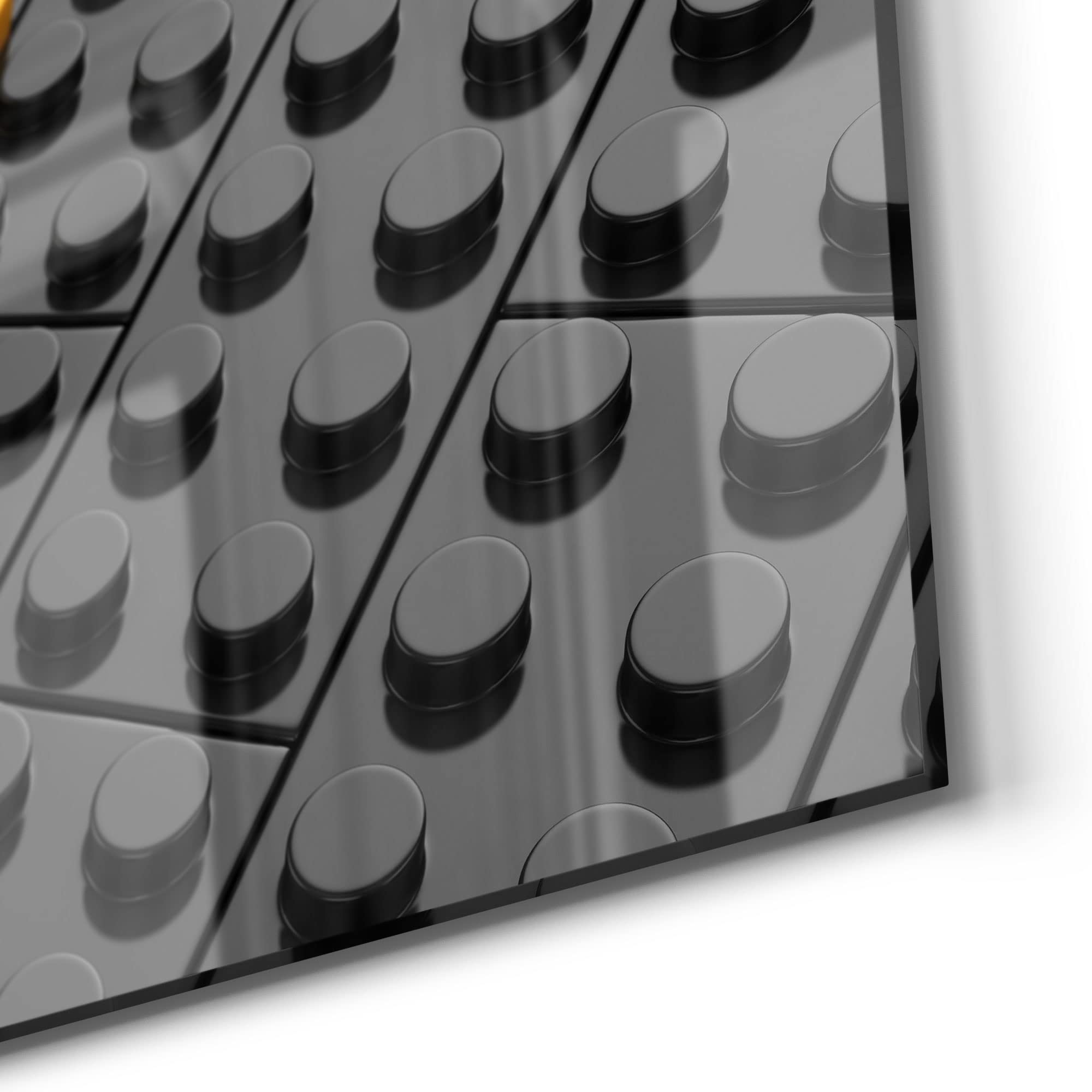 DEQORI Szklana tablica magnetyczna, wymiary 90 x 60 cm, motyw "klocki z wypustkami, tablica memo ze szkła, tablica magnetyczna z magnesami, długopisem i chusteczką do kuchni i biura, tablica magnetyczna i z możliwością pisania