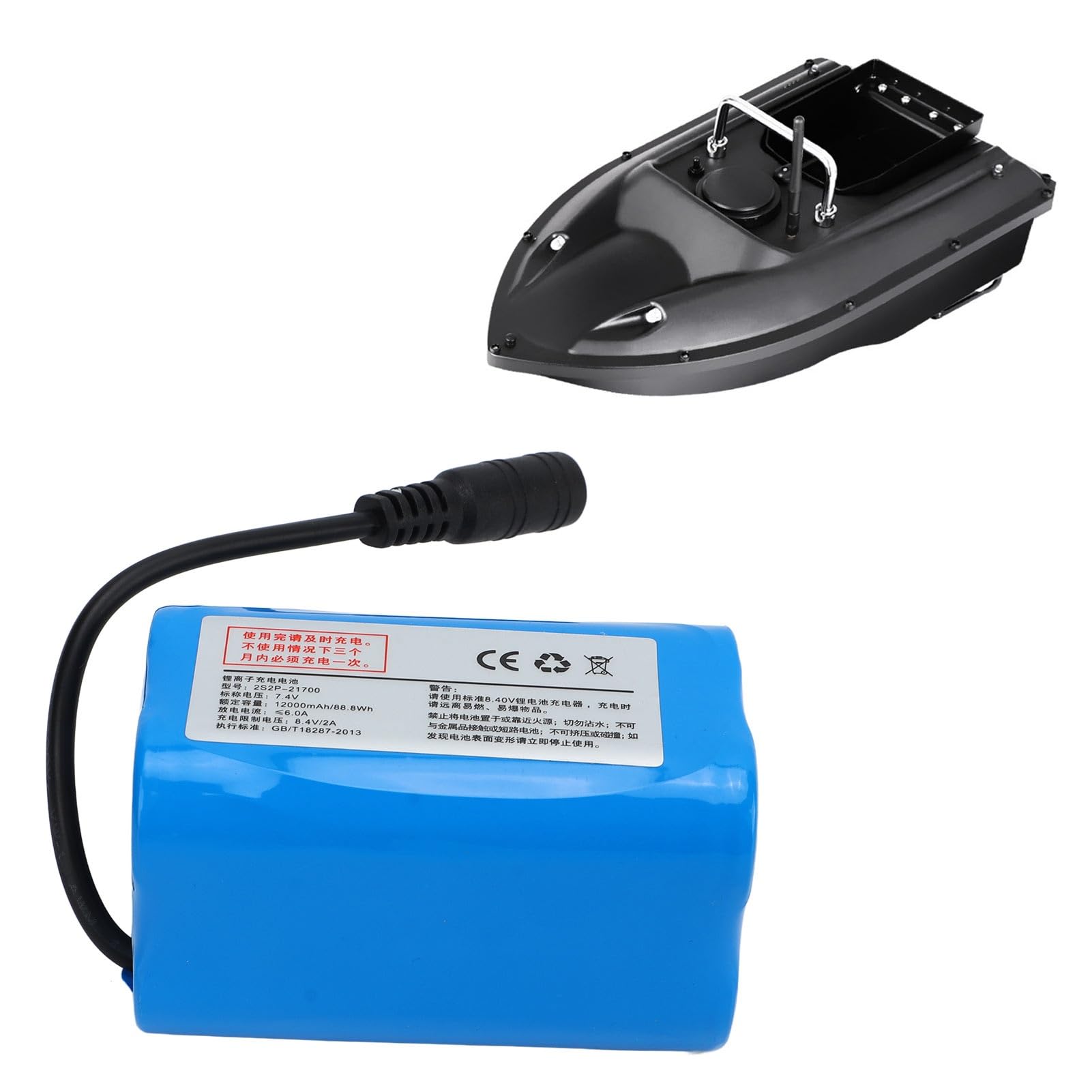 Batería de Barco de Anidamiento RC, Batería de Lancha Rápida Recargable Segura de 12000Mah 7.4V, Batería de Litio Recargable Eficiente de Polímero de Litio de Gran Capacidad y