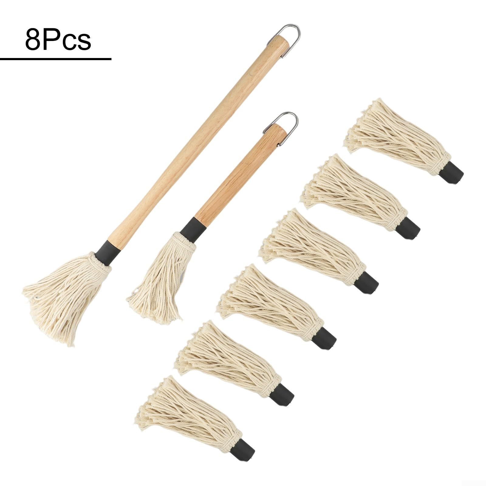 Serpillère à badigeonner avec manche en bois 6 têtes de rechange pour sauce barbecue viande volaille
