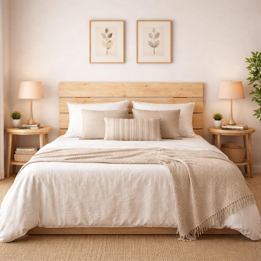 Silcar Home AVENCO - Cabecero de Cama de Madera Natural para Dormitorio - Cabecero Madera Maciza - Estilo Moderno y Sencillo - Fabricado en España (135 cm)