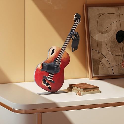 Miniatura 5 de Decoración musical de metal, escultura de guitarra hecha a mano de 23 pulgadas de alto, decoración del hogar, decoración de estatua occidental