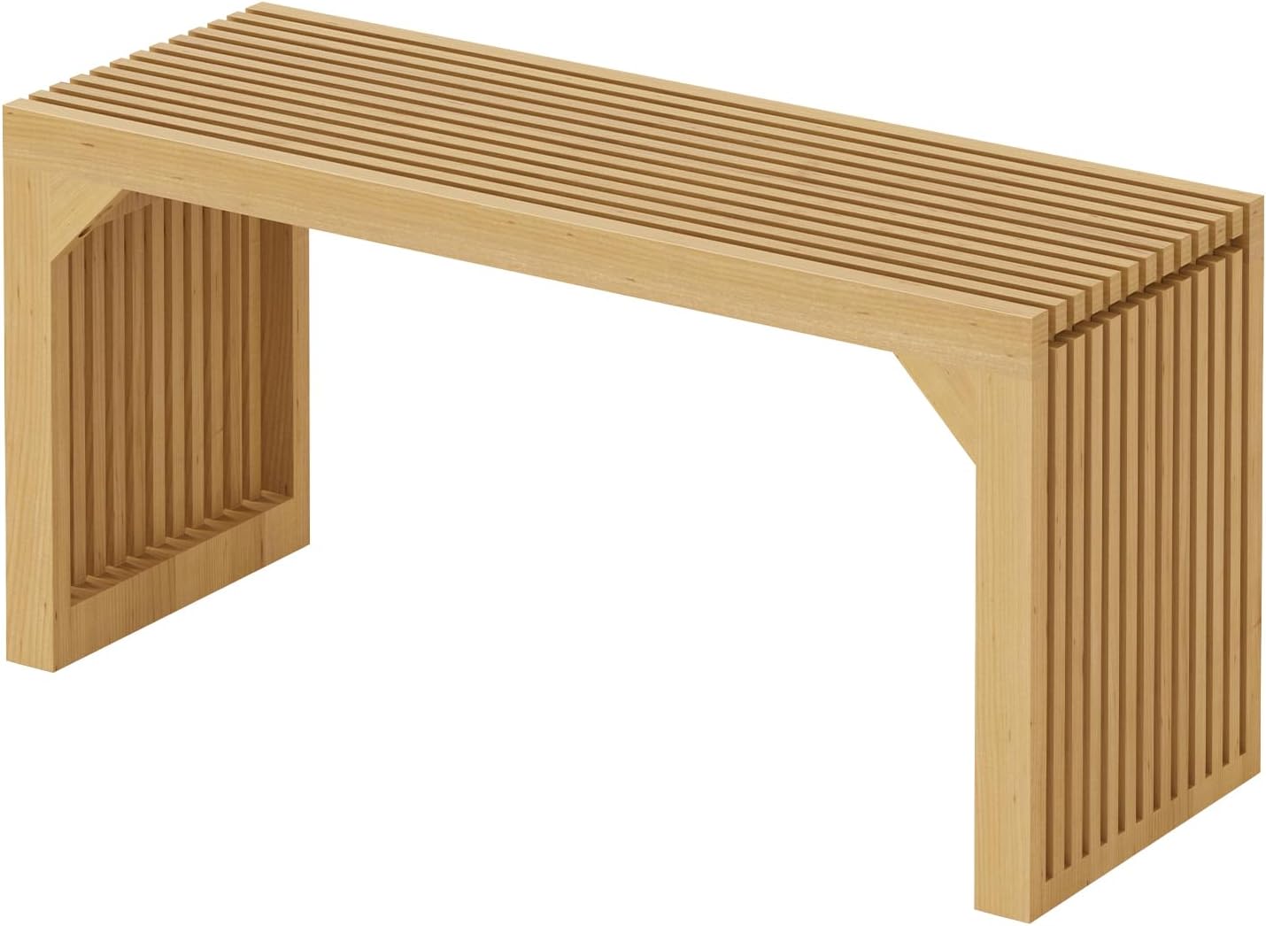 Costway 1 PCS Bamboo Dining Bench 36 Inches Long Entryway Bench Indoor Outdoor Solid Wood Bench