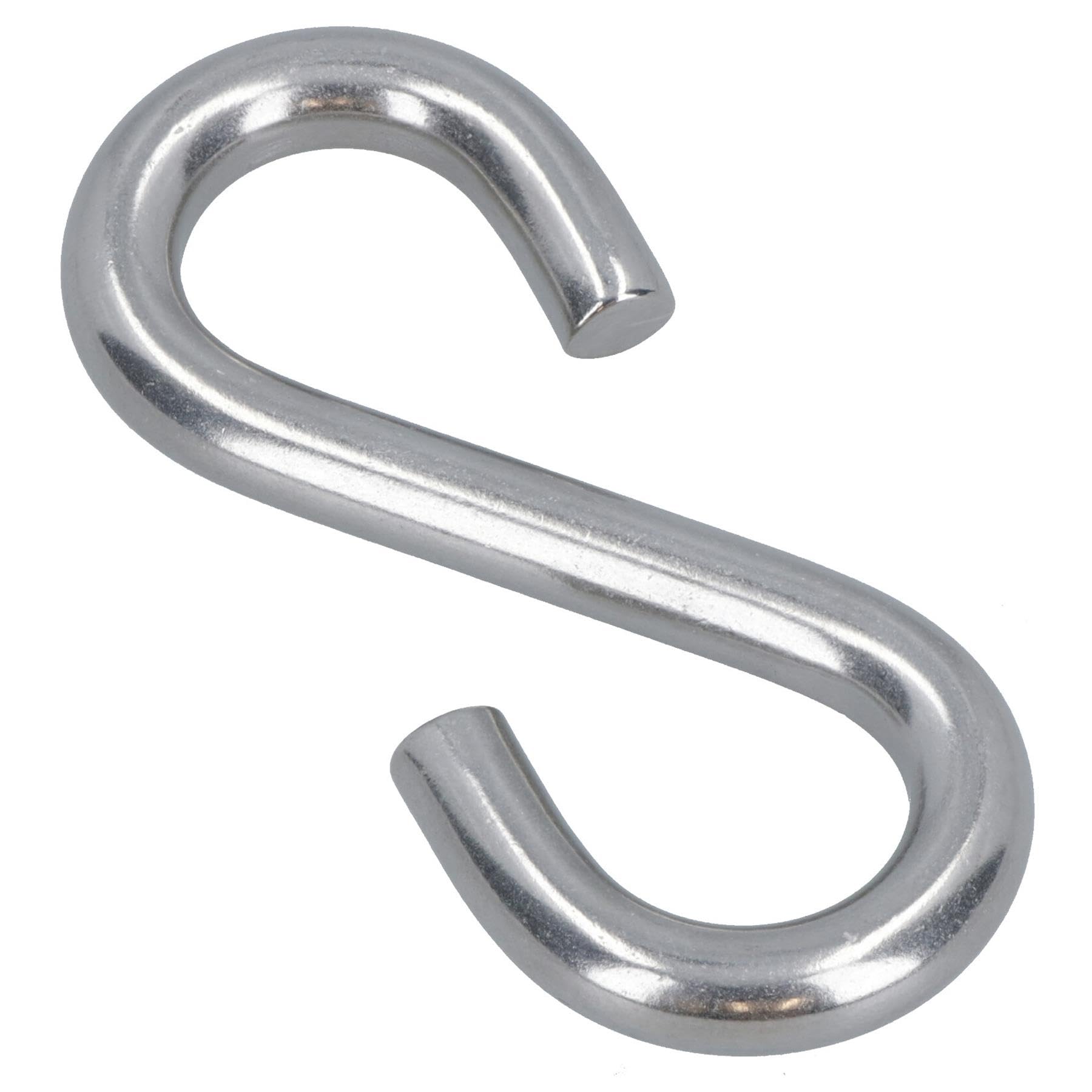 AB Tools 50 ganchos en forma de S de 5 mm de acero inoxidable de grado marino para colgar sartenes de cocina