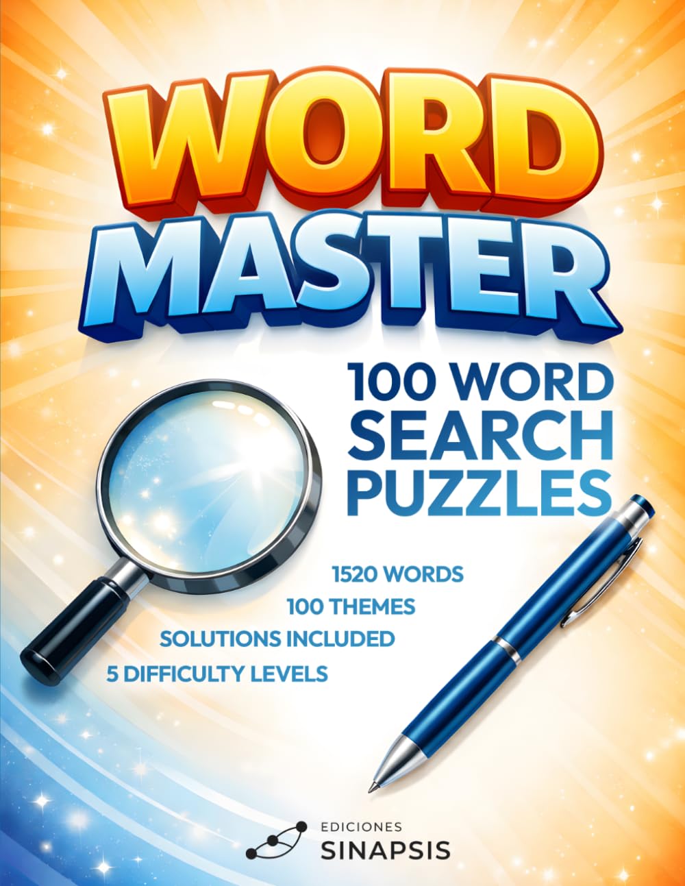 Word Search Puzzles for Adults: 100 Themed Puzzles with 5 Difficulty Levels, 1520 Words and Solutions Included