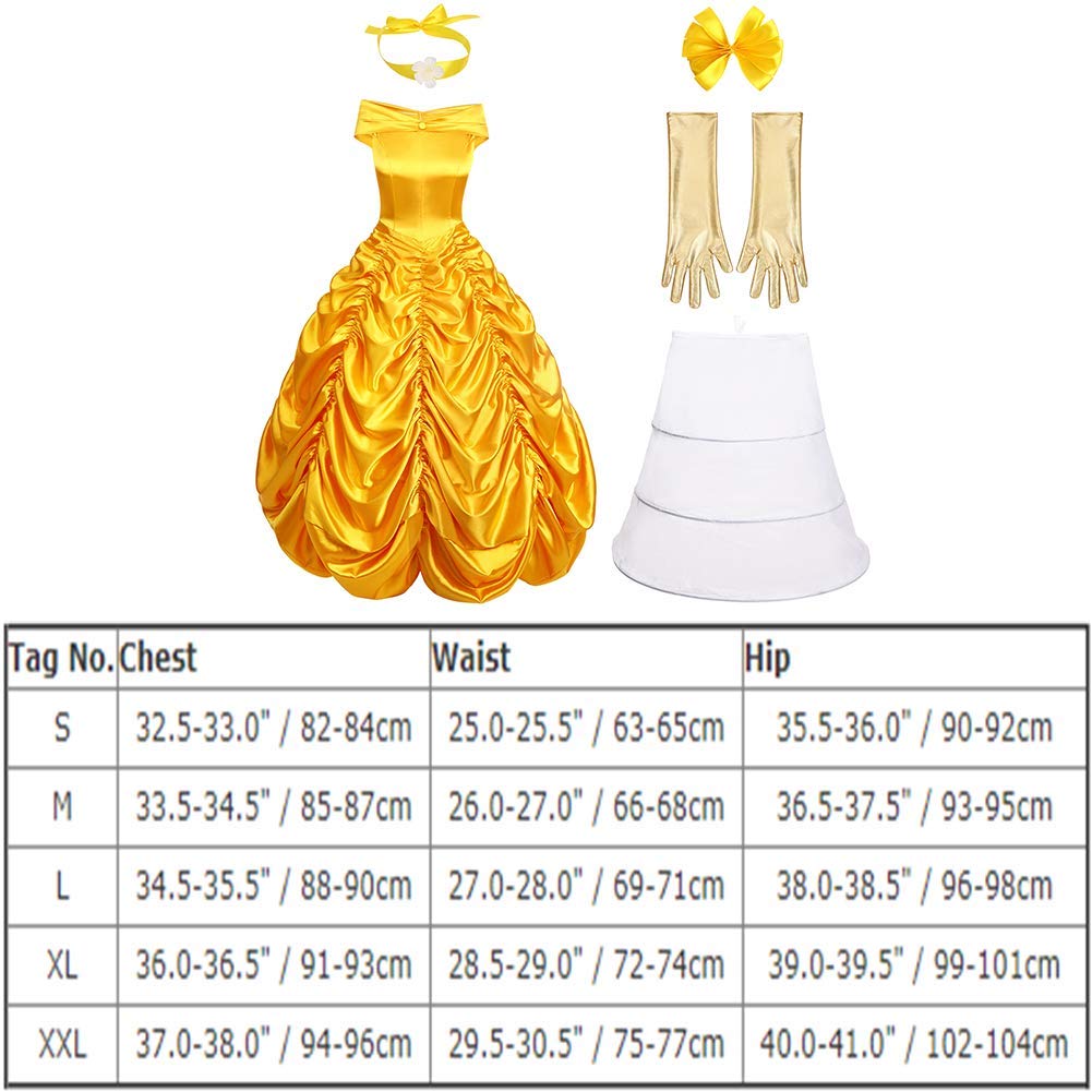 FYMNSI Femme Déguisement de Reine de Coeur/Belle/Princesse Peach Robe Costume De Luxe Fête Ceremonie Halloween Noël Carnaval Soirée Cosplay
