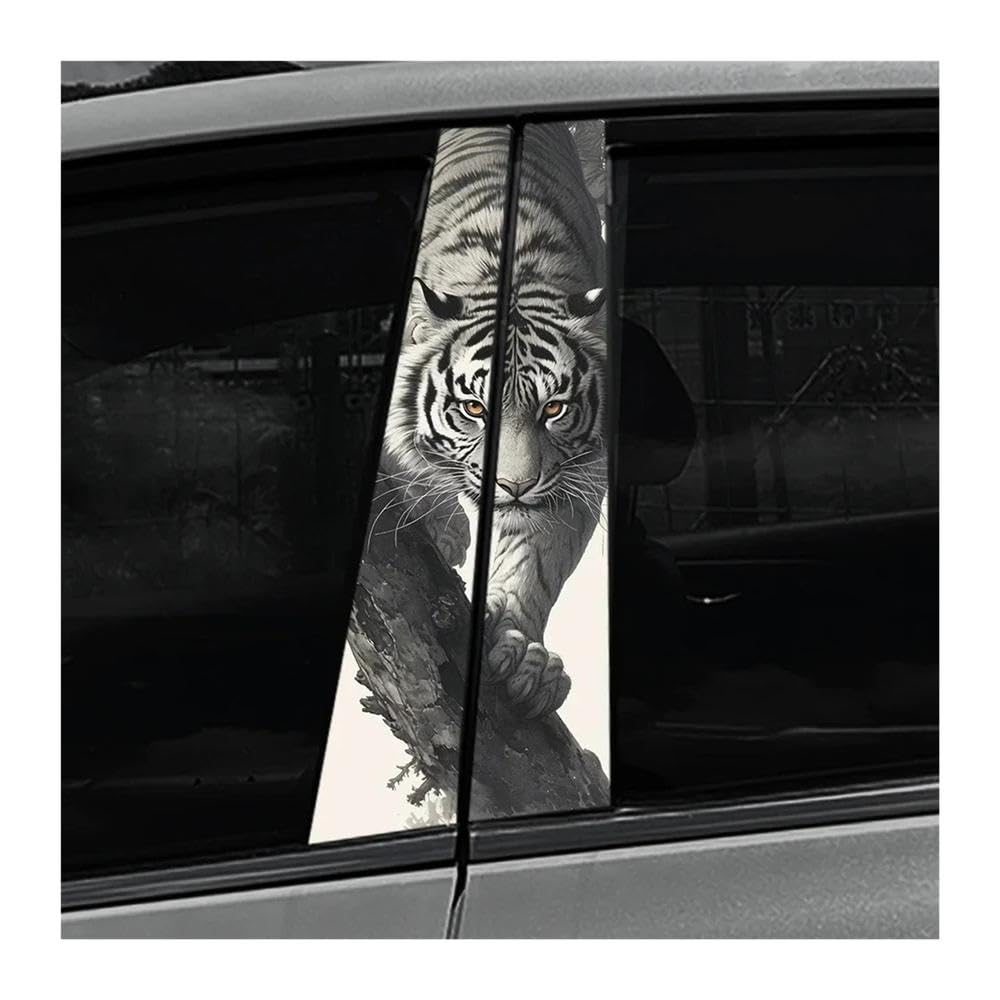 Huanbcrt E Auto Accessory Tiger Car B Pillar Decal Waterproof Auto Center Pillar Sticker(E)