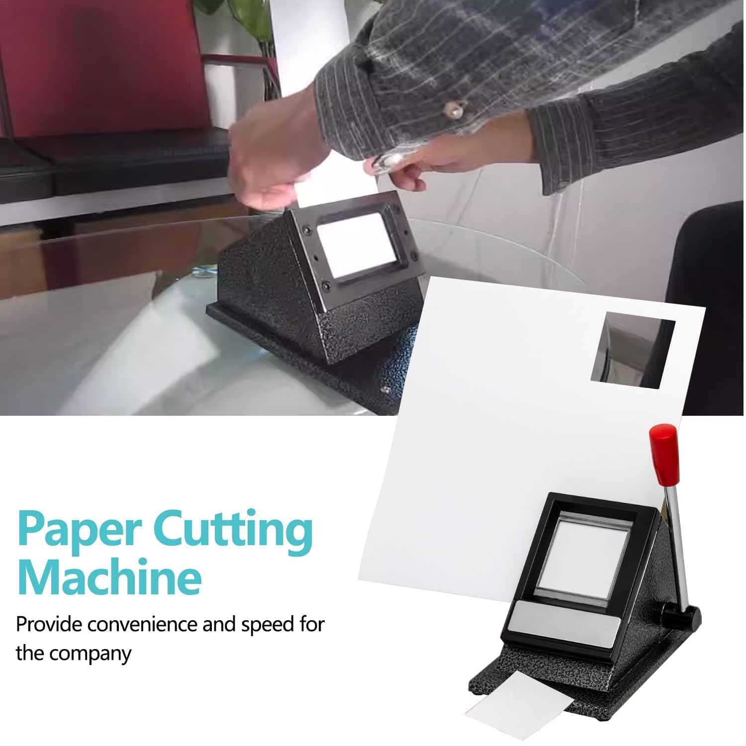 Metall Passport Foto Cutter 2 x 2 Zoll, Tischplatte Desktop Reisepass ID Foto Cutter mit Metallgriff, Bildschneider für Fotos, Manueller Bildstanzer mit Schneiden für Standardfoto, PVC-Karten