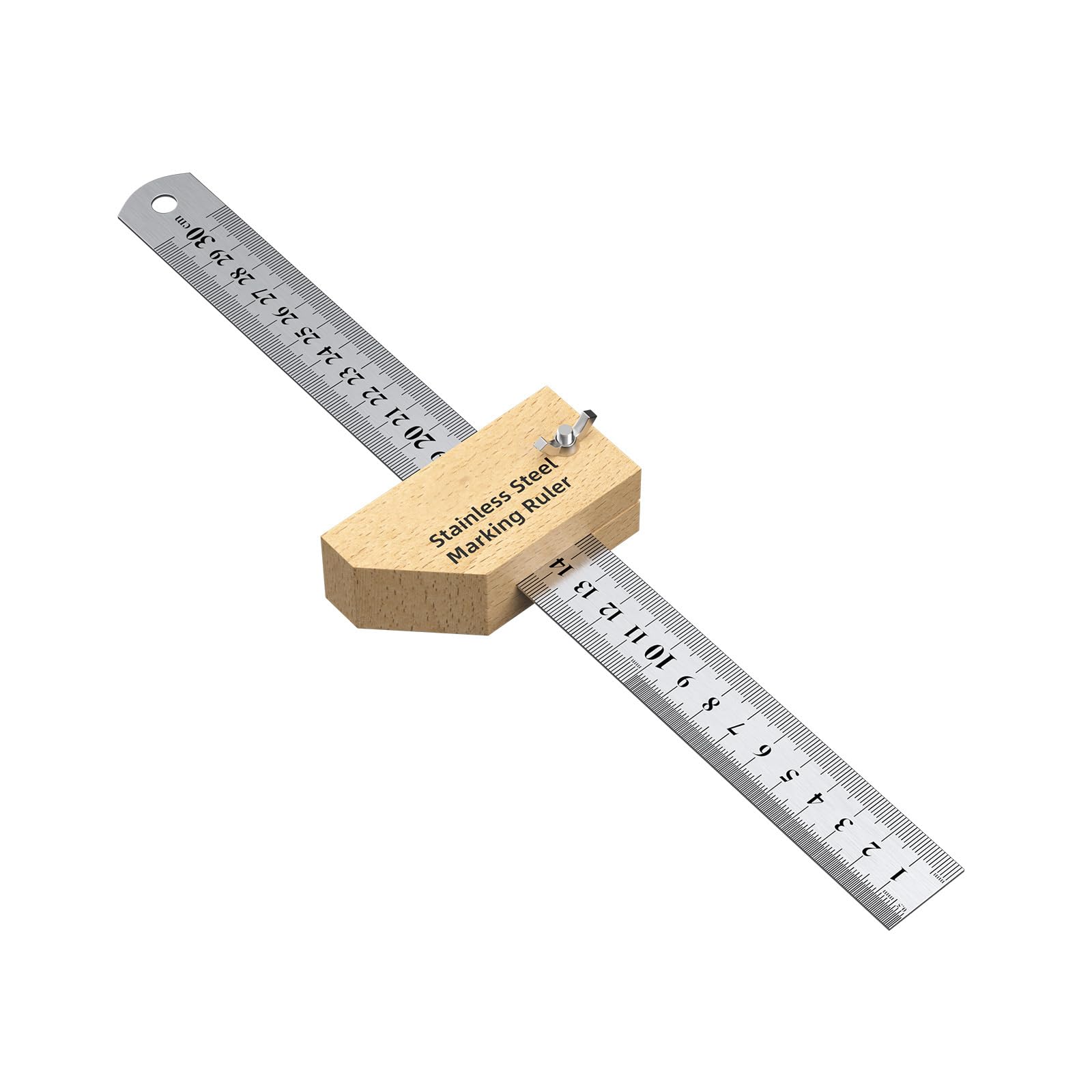 Msioytog A Side In Cm Marking Ruler With Reinforced Stainless Steel Edges Nd Djustable Guide For Ccurate Woodworking Metric Measuring Tool