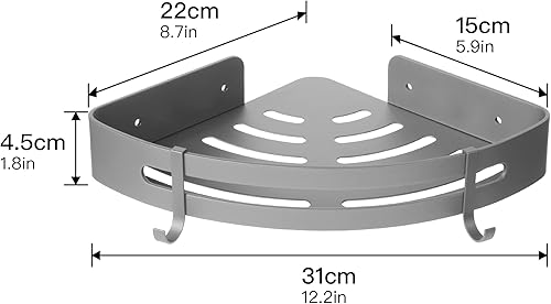 Miniatura 2 de Estante de ducha adhesivo para baño, estante de esquina montado en la pared, estante de aluminio, estante de ducha de alta capacidad, estantes de