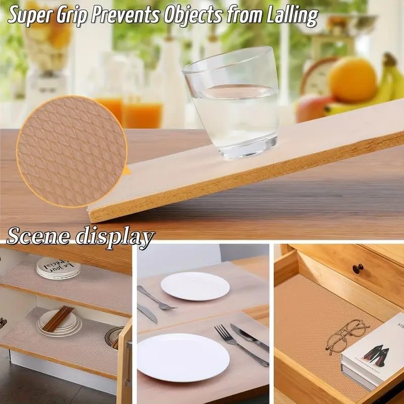 Image of CRIYALE Transparent EVA Food Grade Washable Anti Slip Mat /Sheet Shelf Liner, Table, Multipurpose Waterproof Scratch-Resistant Place Kitchen Drawer mat (45 cm x 5 mtr) (Diamond Texture, Transparent)