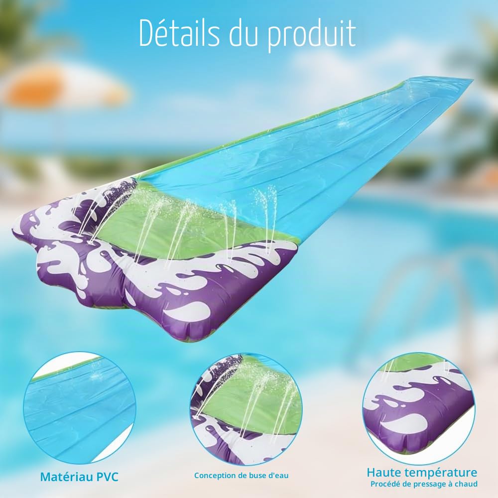 188in x 27in (480 x 70 cm) Toboggan Aquatique, Toboggan pour Pelouse Toboggan à Eau avec 1 Planches gonflables (188in x 27in (480 x 70 cm) Toboggan Aquatique)