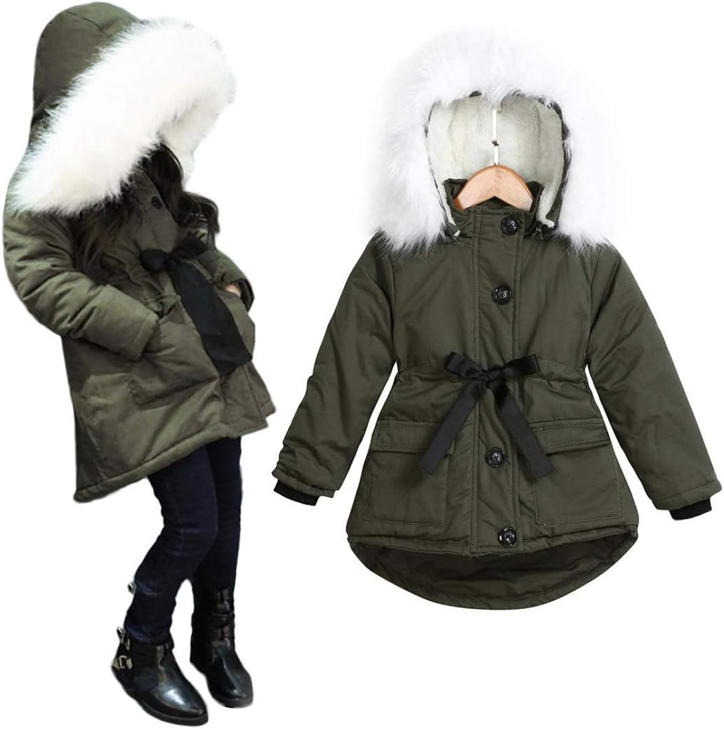 Toddler Baby Girls Long Parka Heavyweight Windproof Thick Jackets Outerwear Snow Coats Kids Winter Padded Puffy