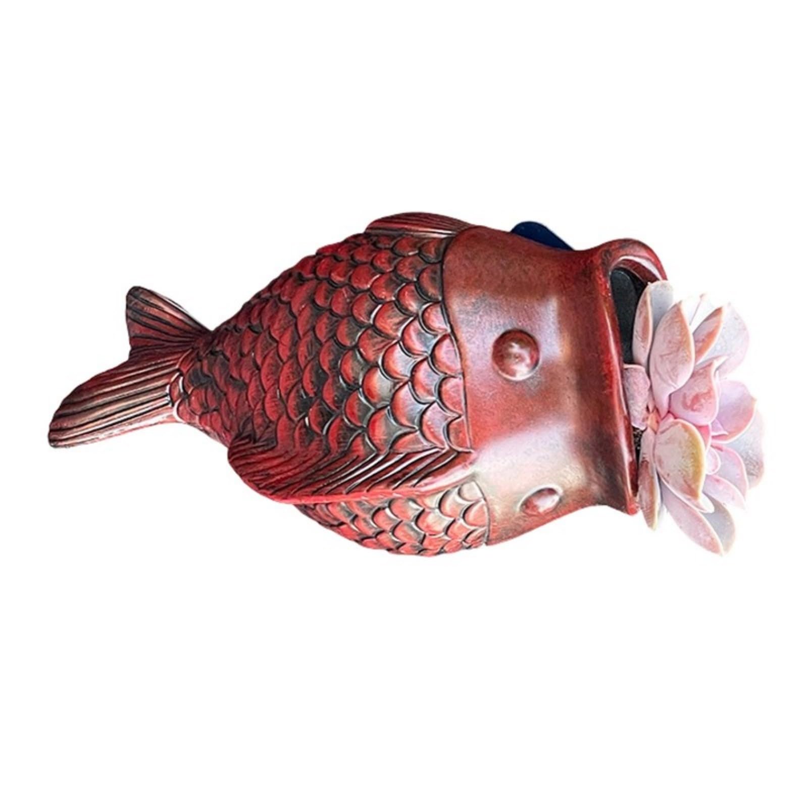 Pot de fleurs poisson tacheté suspendu en résine robuste pour extérieur