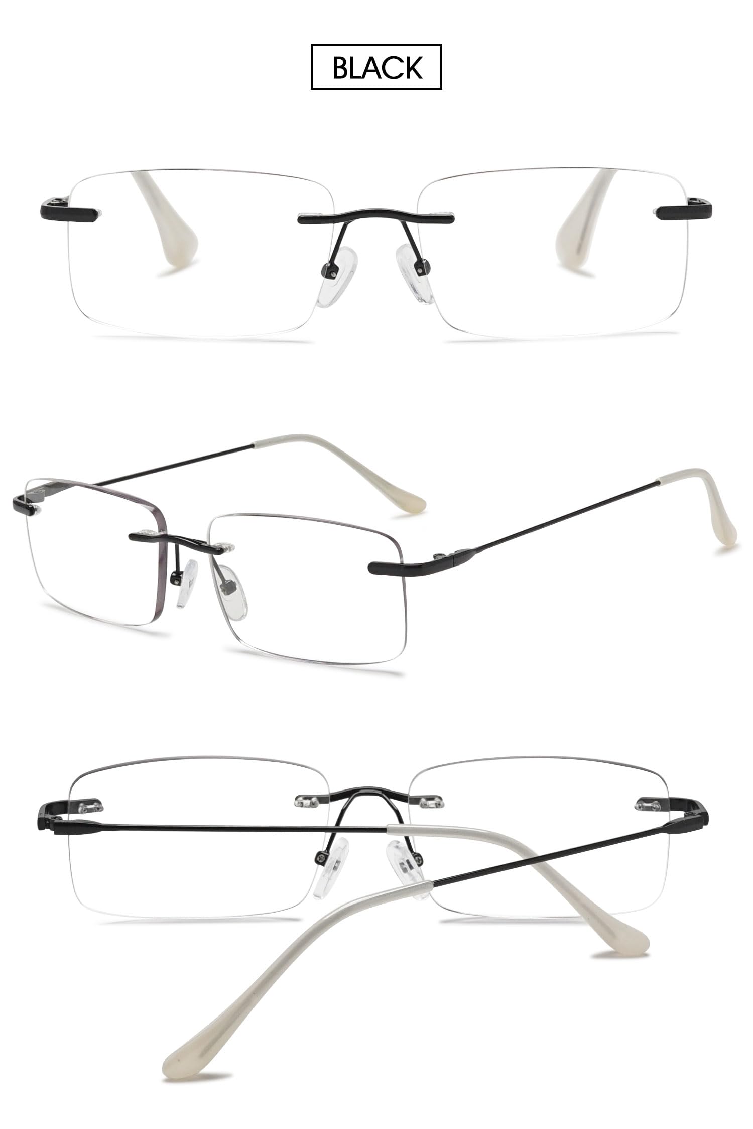 VEVESMUNDO Selbsttönende Gleitsichtbrille Randlos Gleitsicht Lesebrillen Metall Blaulichtfilter Multifokale Progressive Brillen für Herren Damen
