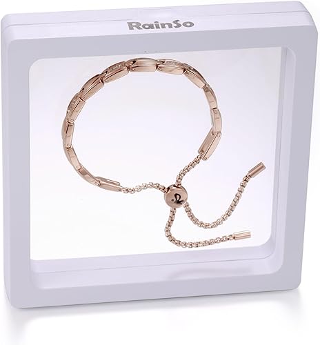 Miniatura 7 de RainSo Pulseras magnéticas de acero inoxidable para mujer, diseño de cristal con incrustaciones de cristal y caja de exhibición de cadena