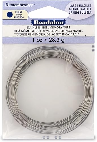 Miniatura 1 de Beadalon Remembrance - Alambre de memoria  Alambre en espiral preformado de acero inoxidable en anillo, pulsera, tamaño de collar para hacer joyas,