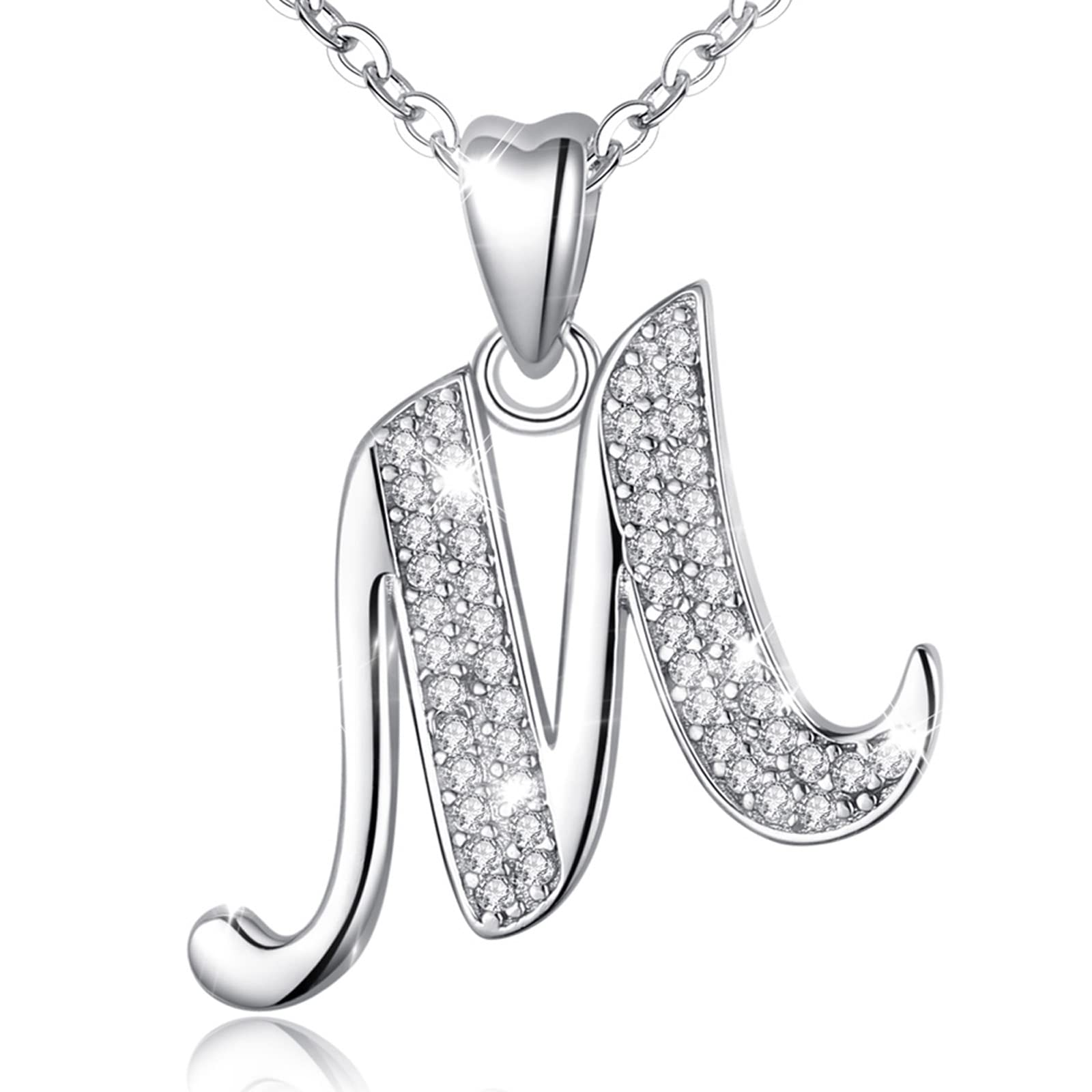 AEONSLOVE Collana Con Iniziale Lettera Collana Donna Argento 925 Personalizzata Festa Della Mamma Regalo Ragazza Bambina Nonna
