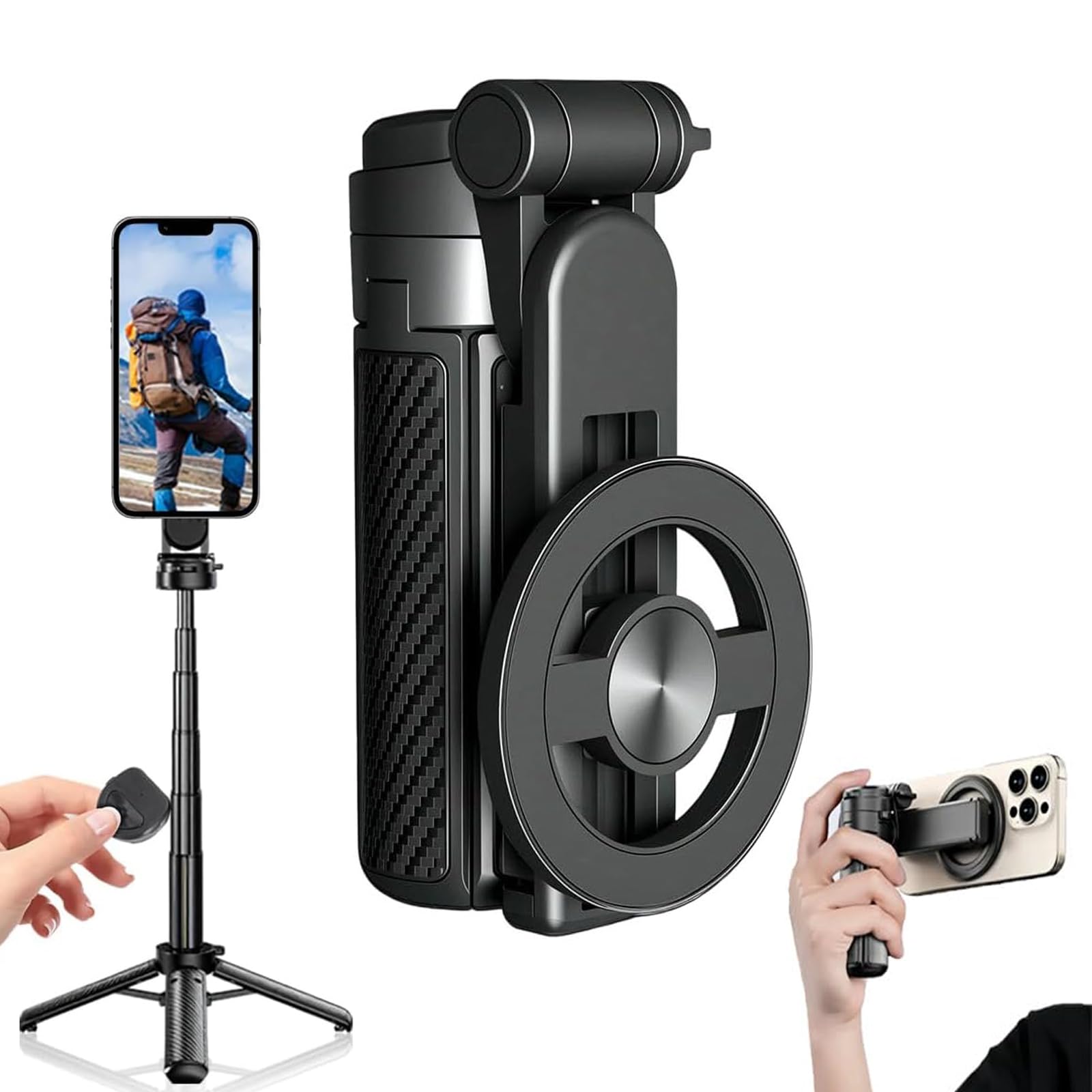 Magnetic Pocket Selfie Stick Multifunctional Portable Selfie Stick 360 Rotation Phone Tripod Portable Extendable Mag Tripod for Travel