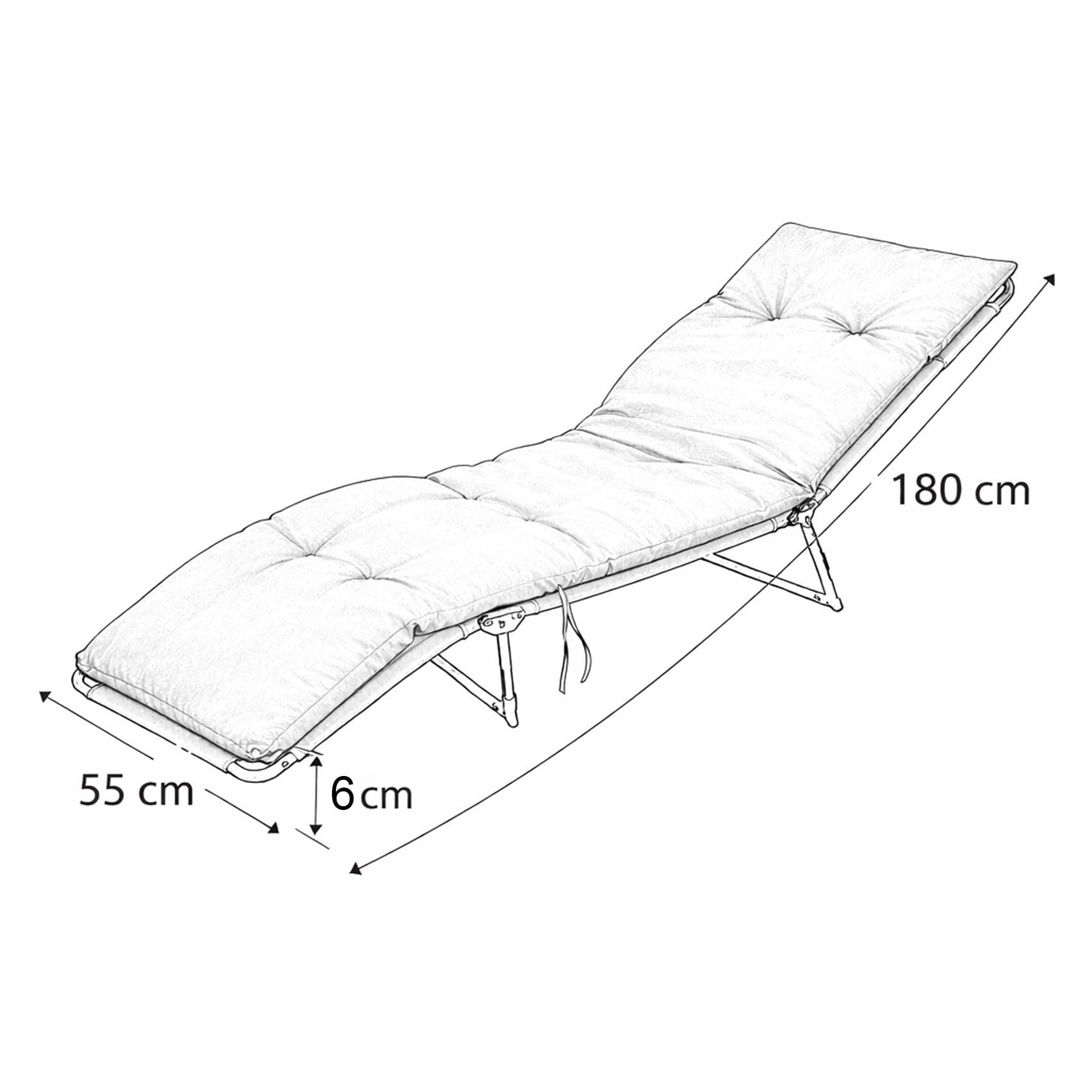 Cojín para Tumbona Acolchado y Grueso, Colchoneta Cómoda para Exterior, Ideal para Jardín, Piscina, Terraza, Playa y Balcón (Beige, 180x55cm)