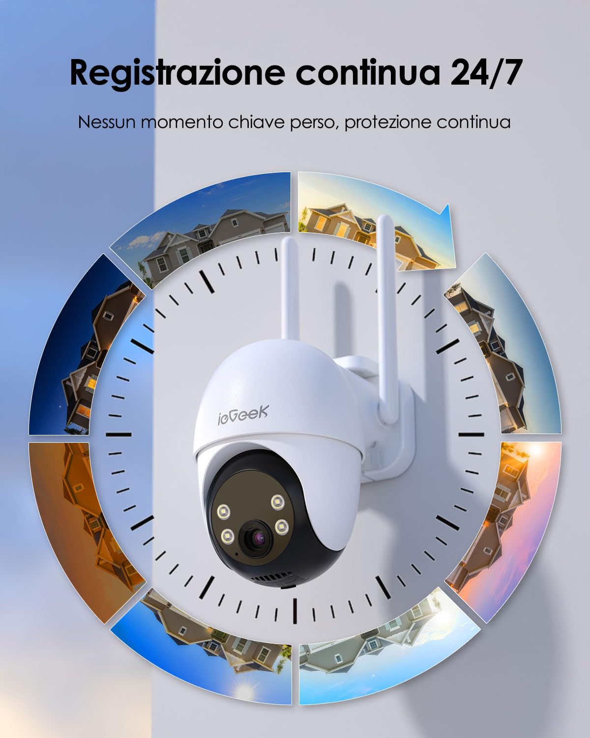 ieGeek 24/7 Registrazione AOV 4G Telecamera Esterno con SIM Senza WiFi | Tracciamento Automatico, Rilevamento AI, Visione Notturna 25m, Memoria 512GB, 5W Pannello Solare, 10000mAh Batteria, IP65