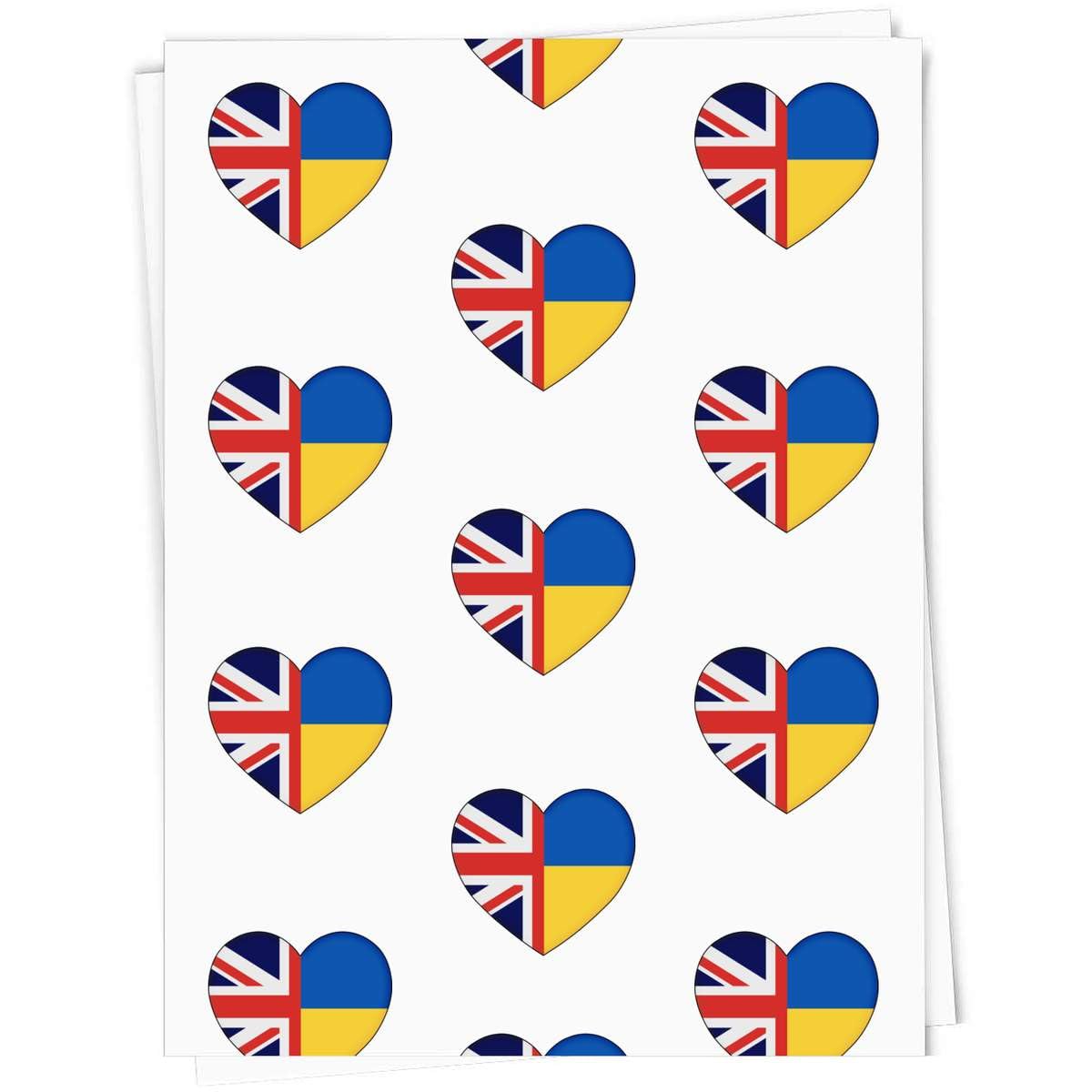 Azeeda 5 x 'UK Ukraine Flag Heart' Gift Wrap Paper (GI00070295)