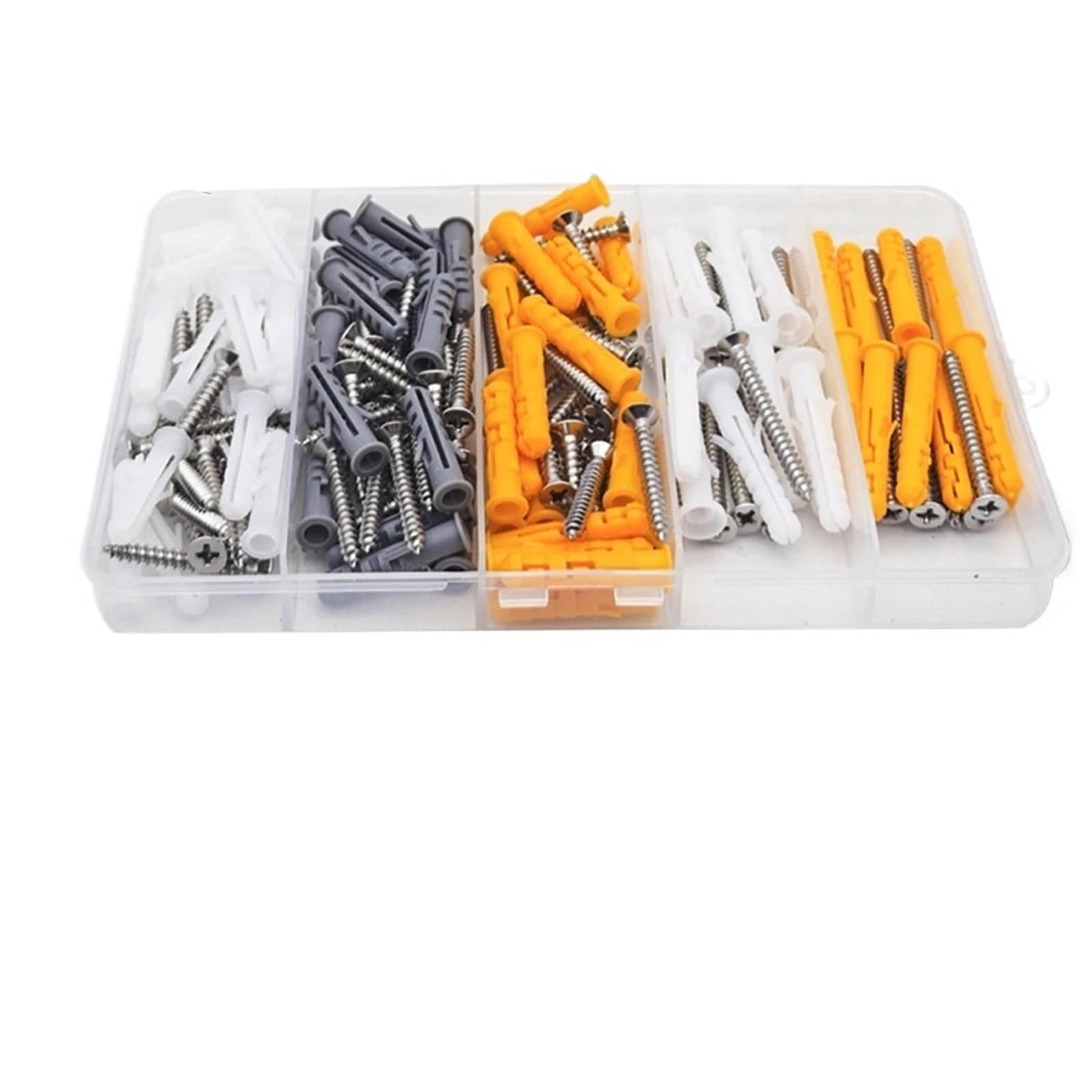 Mdsiokhj One Color Expansion Screws 160Pcs Drywall Anchors Screws, Plastic Wall And Stainless Steel Philips Flat Head