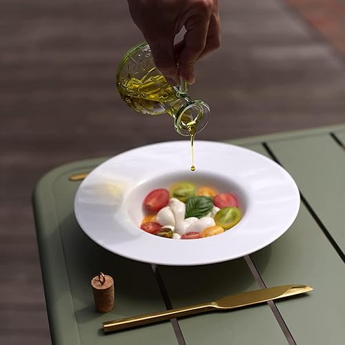 Miniatura 3 de Bormioli Rocco Juego de 2 botellas de aceite de Olivia Country Home, 7 onzas con tapa de corcho natural, vidrio de estrella teñido azul-verde,