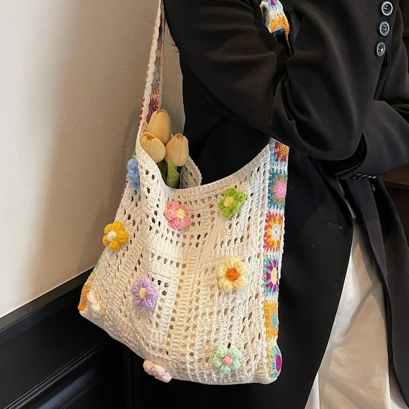Bolso Tote de Crochet Boho para Mujer miniatura 3