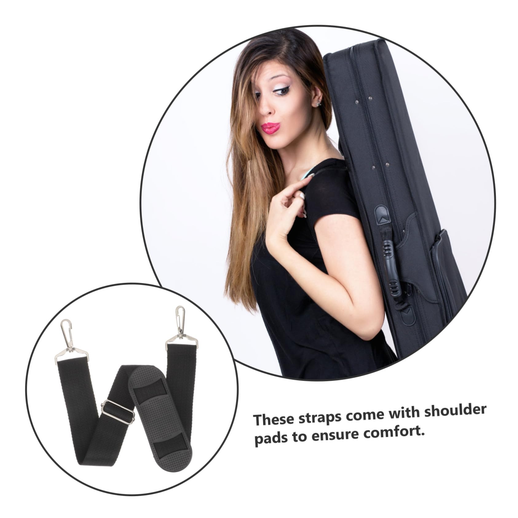 2 Pezzi Tracolla per Custodia Violino Nero Regolabile Fibbia Metallica | Canvas Resistente allo Sporco, Pulizia Semplice, per Performance All'aperto, Accessorio in Coppia