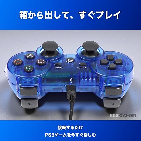 Ps3対応k&sgamer ワイヤレスコントローラー/デュアル振動/無線接続