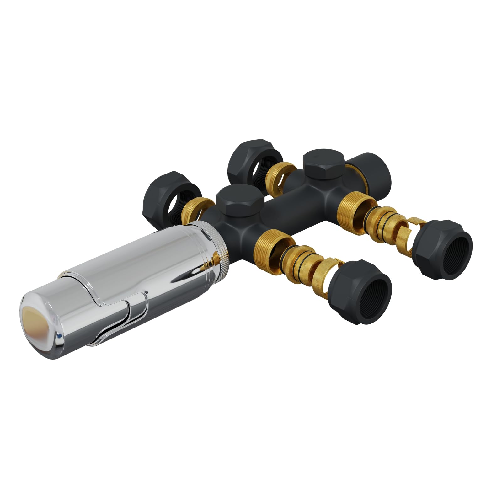 HAGO 24, valvola termostatica, termosifone, attacco centrale da 50 mm, universale, antracite, forma angolare, forma passante, sensore idrosensore, protezione antigelo, 5 livelli