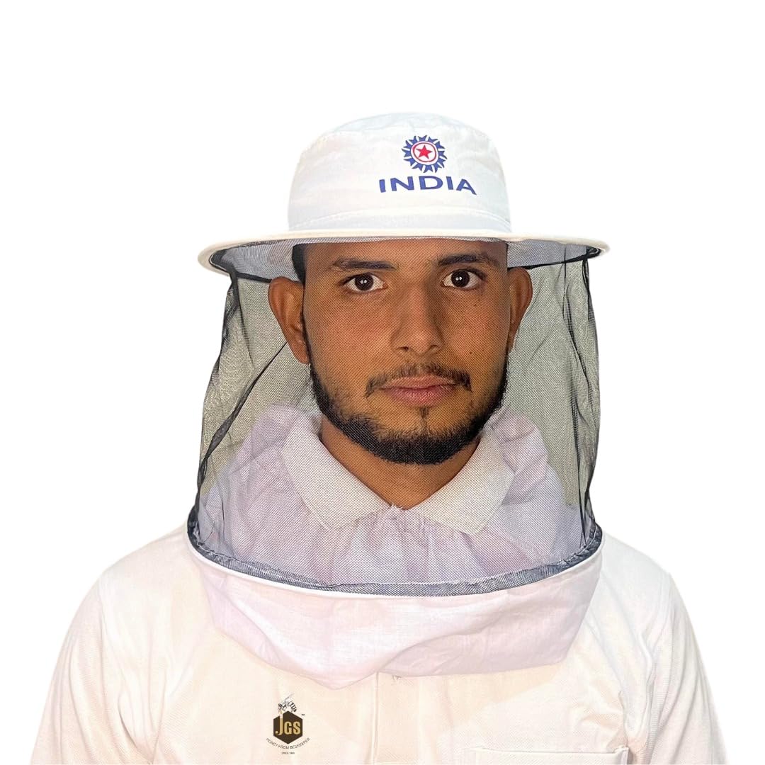 JGS Bee Cap Honeybee Cap | Bee Veil for Protection of Face from Honey Bee Sting | Sting Protection for Neck and Face (White, Pack of - 2) - Image 5 thumbnail