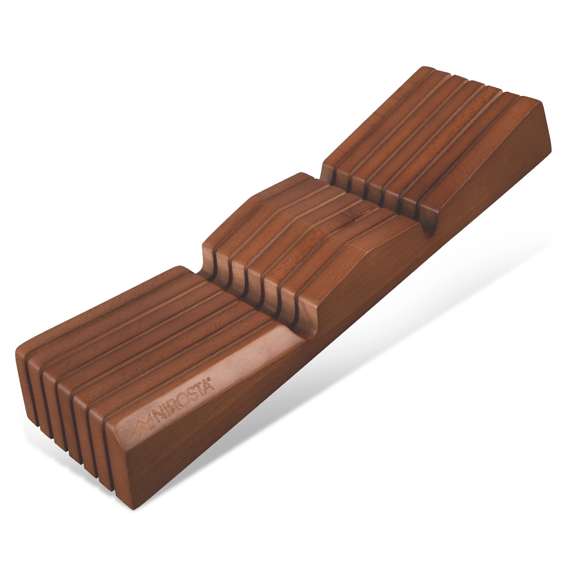 Nirosta Inserto per cassetto per coltelli in legno di faggio sostenibile – Inserto per coltello vuoto per cassetto con spazio per 6 coltelli, protegge le lame dei tuoi coltelli da cucina