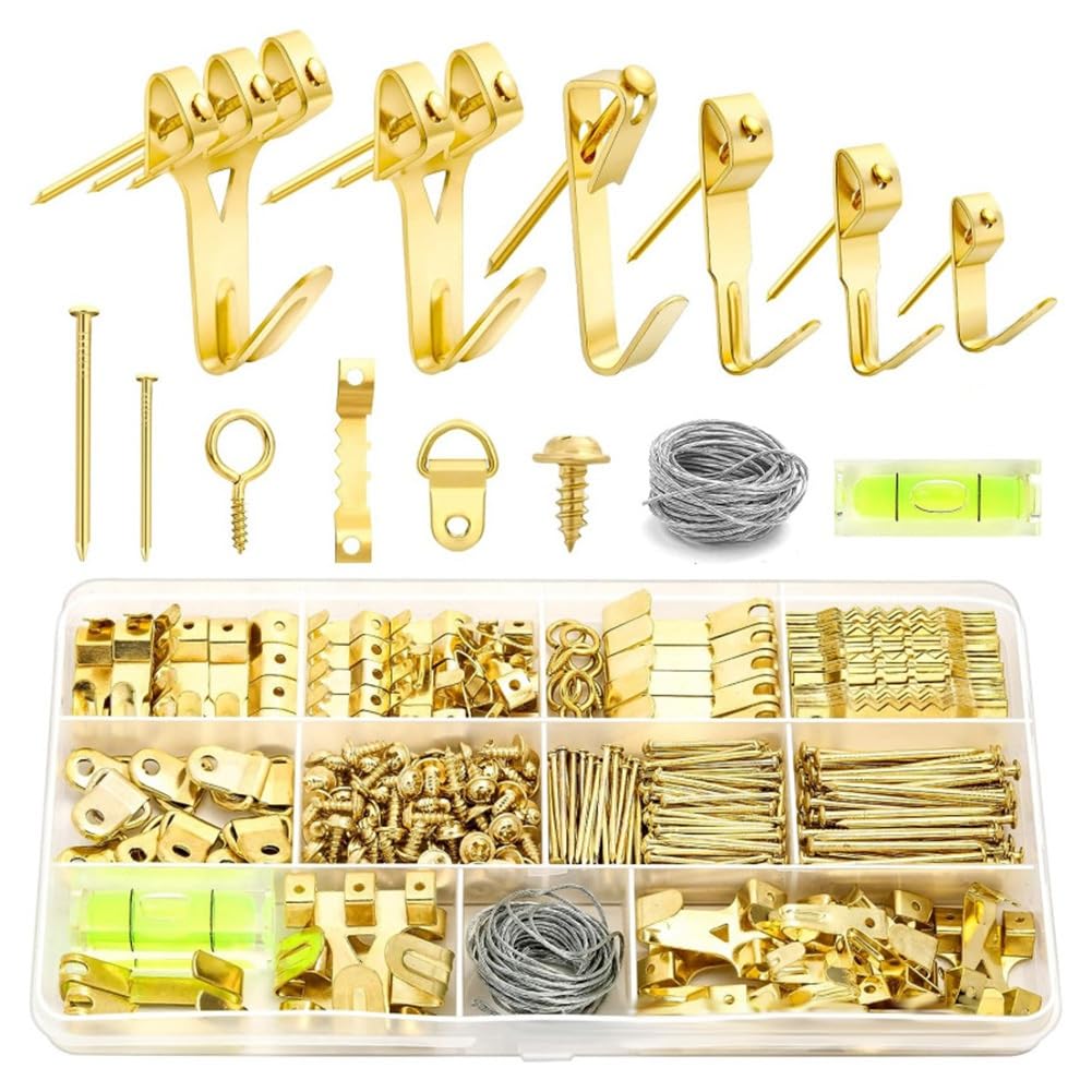 Lwaviwer 372PCS Picture Hooks for Hard Walls, Picture Hanging Kit for Picture Frame Fixing,Picture Hanger Set with Hooks,Sawtooth