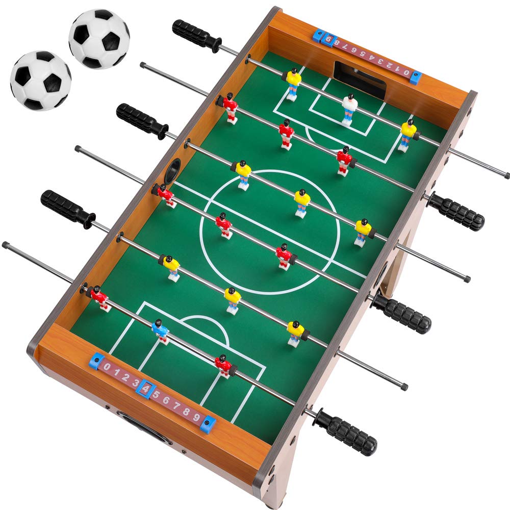 Spielwerk® Futbolín Infantil para Niños, Fútbol, Marcadores Manuales, Futbolines de Madera, Juego de Mesa Interior Exterior, 69x37x62cm, Juguete Interactivo, Mesas de Futbolín