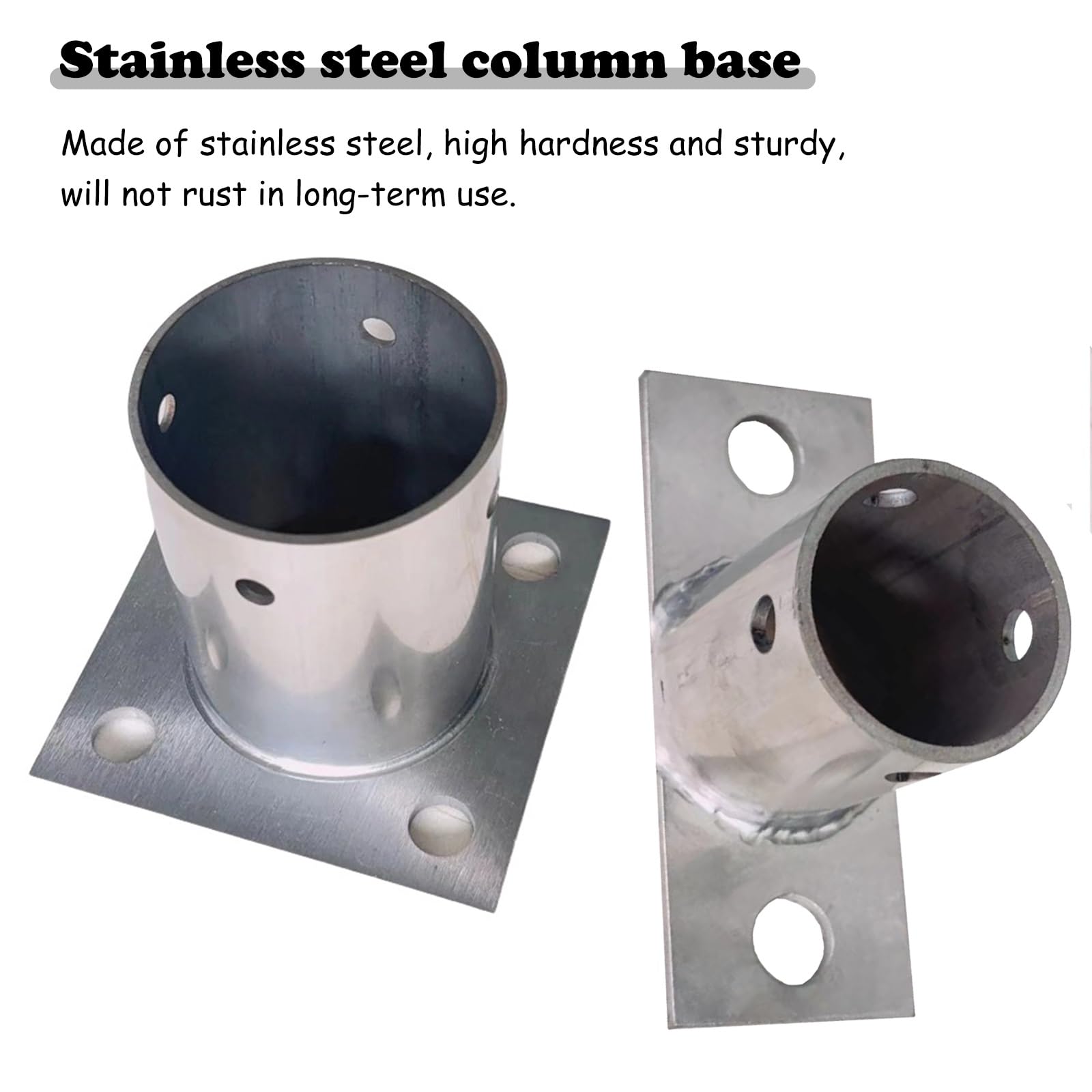 Soporte Base de anclaje para poste madera Base de anclaje para poste de buzón redondo, resistente protector de poste de cubierta de acero inoxidable 304 para montaje en cerca o porche, brida de piso p