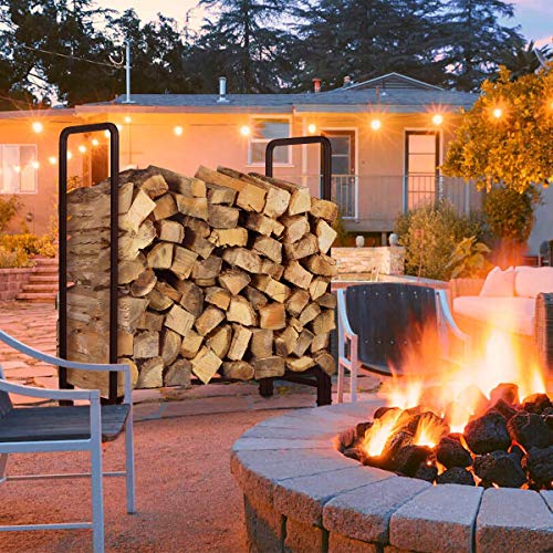 KINGSO 4ft Firewood Rack Outdoor Heavy Duty Fire Wood Rack Firewood Holder Storage Rack Easy Assemble Steel Tubular Log Rack for Patio Deck Storage Stand for Indoor Outdoor Fireplace Tools - Thumbnail 2