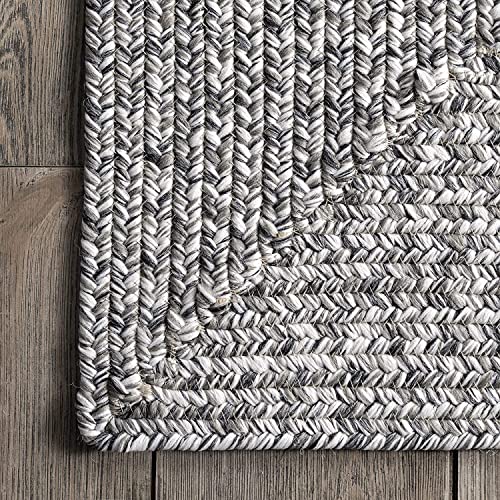 Image of Home Handwoven Jute Square Natural Fibres, Braided Reversible Carpet (Multicolour, 5X8 Feet)