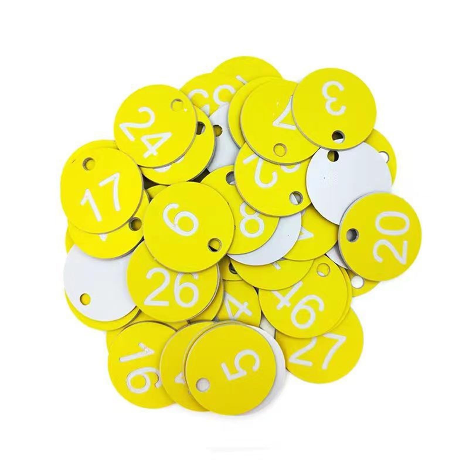 Beehive Identification Tags Numbered Punched Number Engraved Round Plastic with Holes(Golden 1-50)