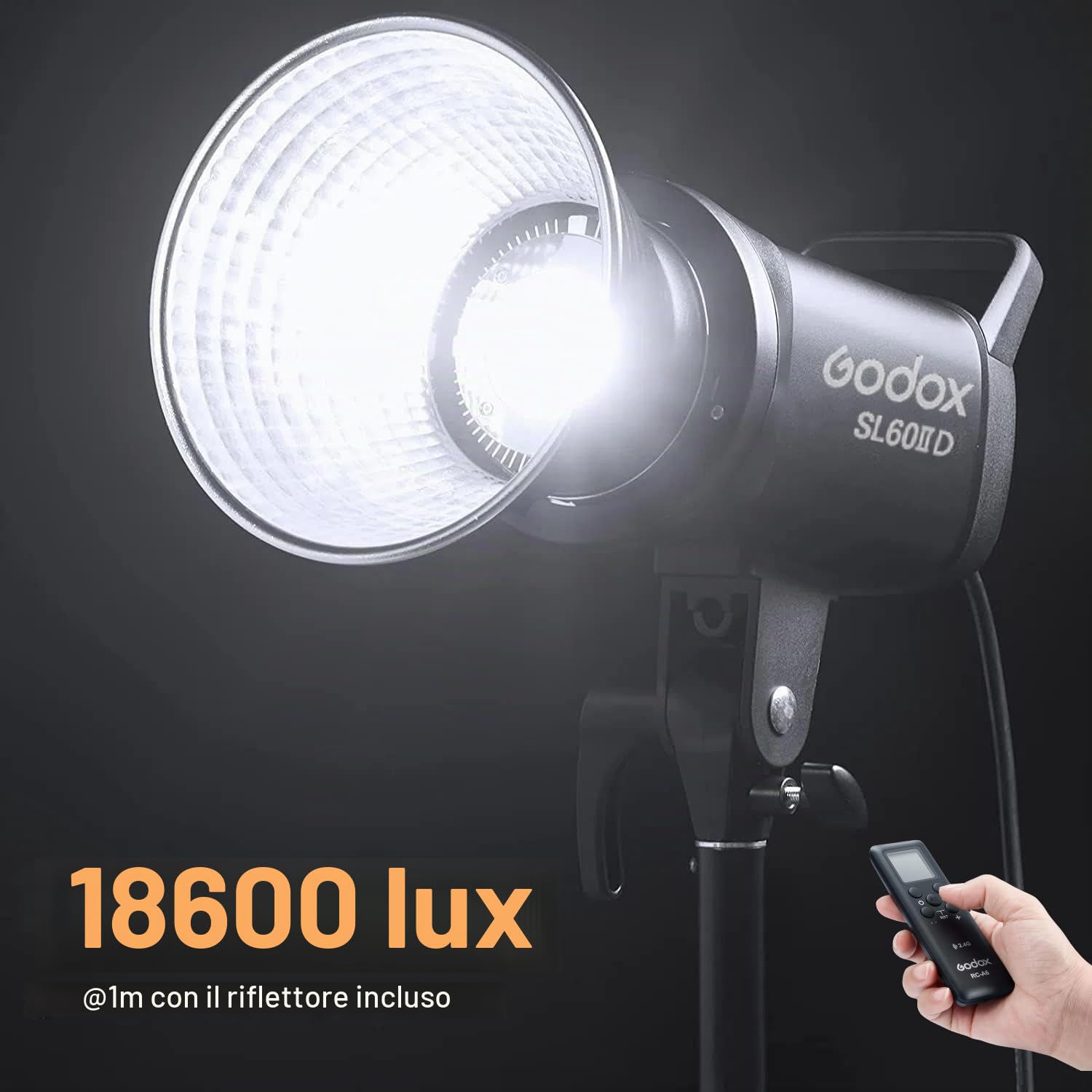 Godox SL60IID Luce video LED,70W 5600K CRI 96 TLCI 97 LED Studio Light with Bowens Stand,8 FX Effetto di Luce Illuminazione di Uscita Continua per Fotografia,Registrazione video (Luce bianca)