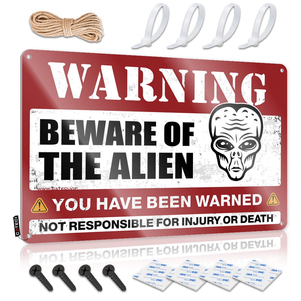 Art Prints Vintage Style | Beware Of Alien Tall Gift For Her Home Decor(30X40CM)