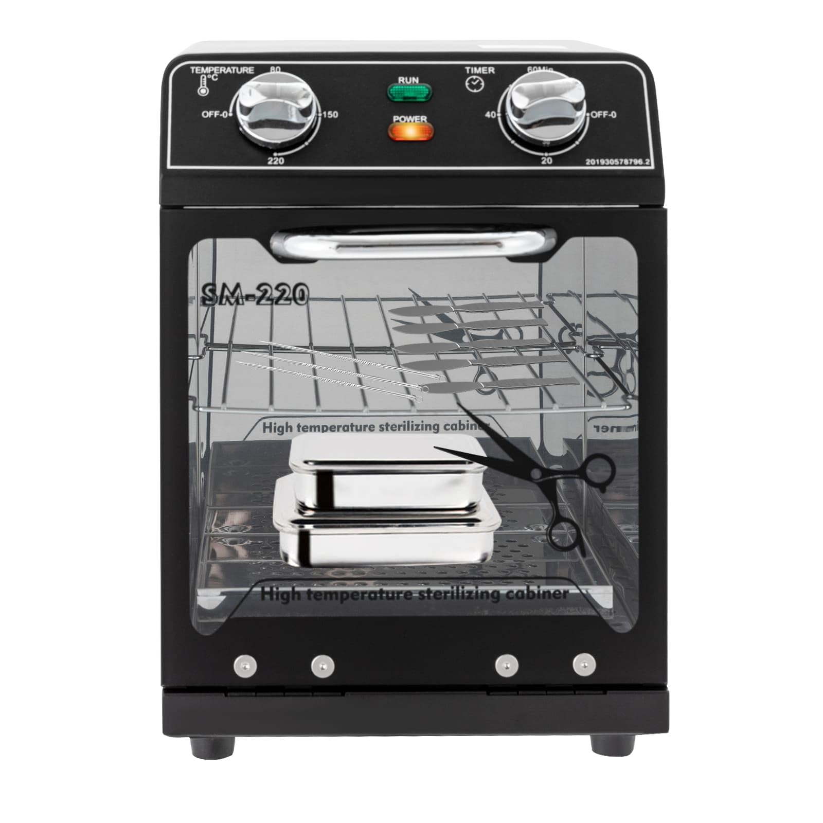 Esterilizador de Alta Temperatura 220 °C Máximo, 8L, con temporizador 0 a 60 min, para cubiertos de acero inoxidable, herramientas de manicura, equipo de peluquería, negro