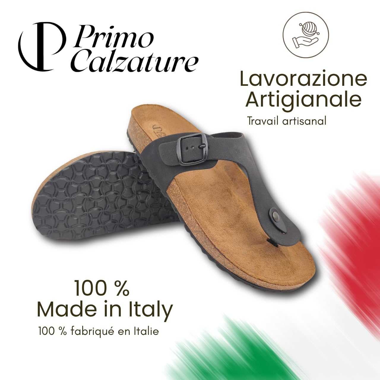 Sandali Uomo Estivi, Infradito in Pelle, Eleganti Ciabatte Estive in Cuoio, Sandalo per Mare, Casa, Spiaggia Made in Italy